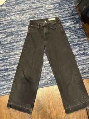 rag & bone Black Wide-Leg Ankle Jeans